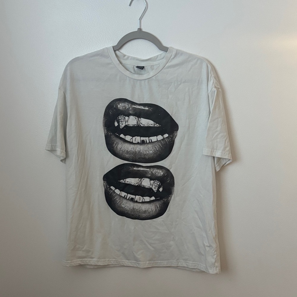 SHEIN White Tee with Black Graphic